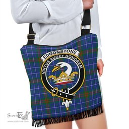 ScotsTee Shop Scottish Edmonstone Clan Crest Tartan Boho Bag, Tartan Crossbody Handbag
