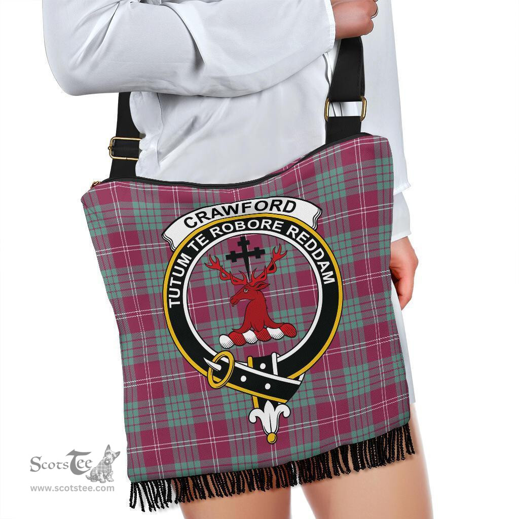 ScotsTee Shop Scottish Crawford Ancient Clan Crest Tartan Boho Bag, Tartan Crossbody Handbag