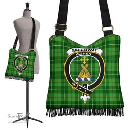 ScotsTee Shop Scottish Galloway District Clan Crest Tartan Boho Bag, Tartan Crossbody Handbag