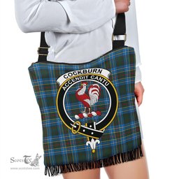 ScotsTee Shop Scottish Cockburn Modern Clan Crest Tartan Boho Bag, Tartan Crossbody Handbag