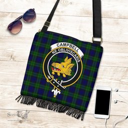 ScotsTee Shop Scottish Campbell Modern Clan Crest Tartan Boho Bag, Tartan Crossbody Handbag