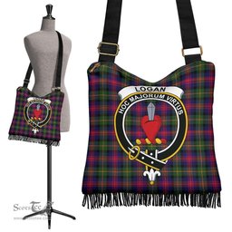 ScotsTee Shop Scottish Logan Modern Clan Crest Tartan Boho Bag, Tartan Crossbody Handbag