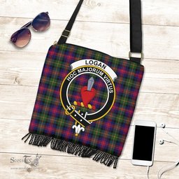 ScotsTee Shop Scottish Logan Modern Clan Crest Tartan Boho Bag, Tartan Crossbody Handbag