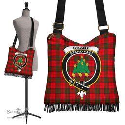ScotsTee Shop Scottish Grant Modern Clan Crest Tartan Boho Bag, Tartan Crossbody Handbag