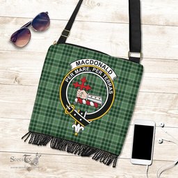 ScotsTee Shop Scottish MacDonald Lord of the Isles Hunting Clan Crest Tartan Boho Bag, Tartan Crossbody Handbag