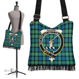 ScotsTee Shop Scottish Gunn Ancient Clan Crest Tartan Boho Bag, Tartan Crossbody Handbag