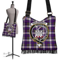 ScotsTee Shop Scottish MacDonald Dress Modern Clan Crest Tartan Boho Bag, Tartan Crossbody Handbag