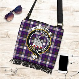 ScotsTee Shop Scottish MacDonald Dress Modern Clan Crest Tartan Boho Bag, Tartan Crossbody Handbag