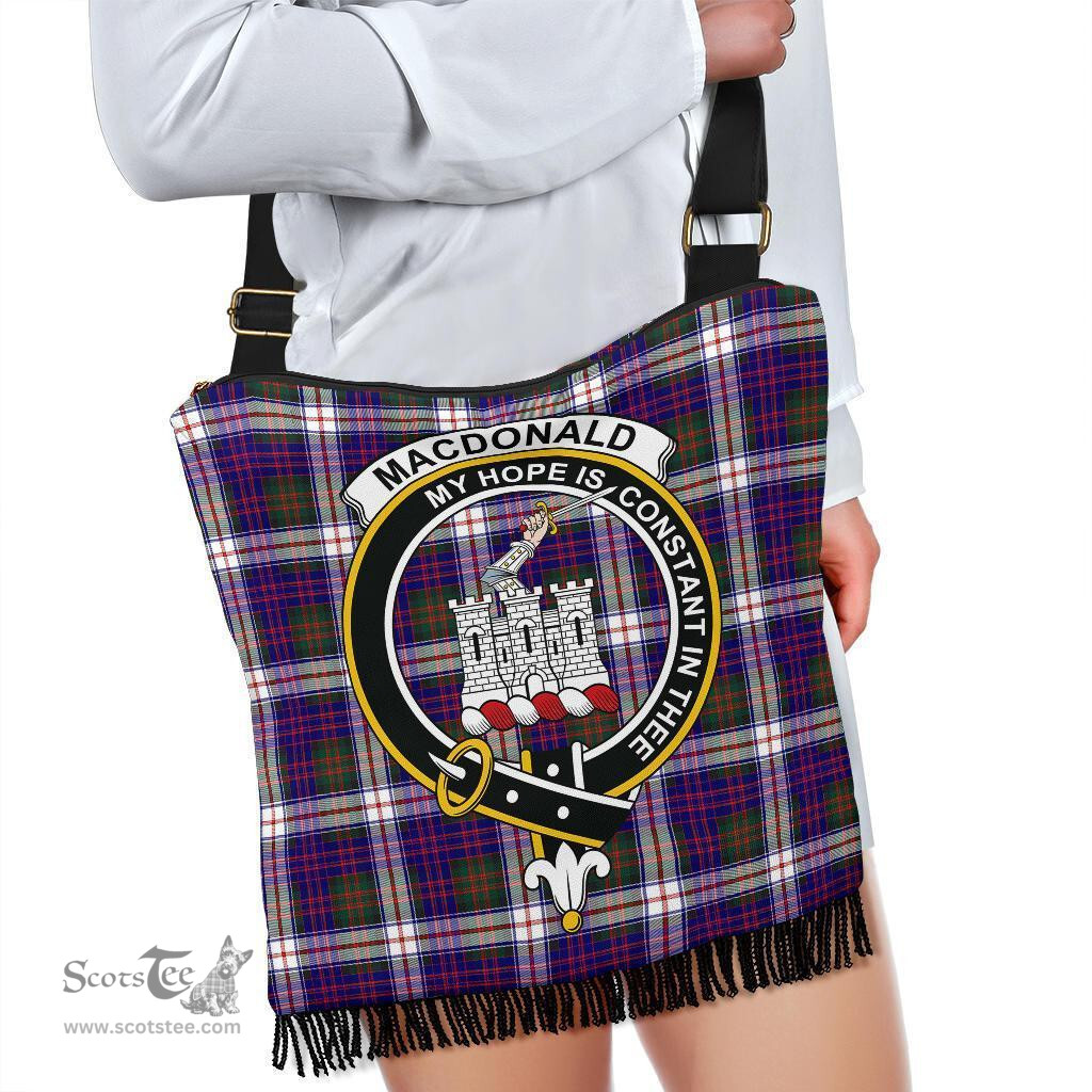 ScotsTee Shop Scottish MacDonald Dress Modern Clan Crest Tartan Boho Bag, Tartan Crossbody Handbag