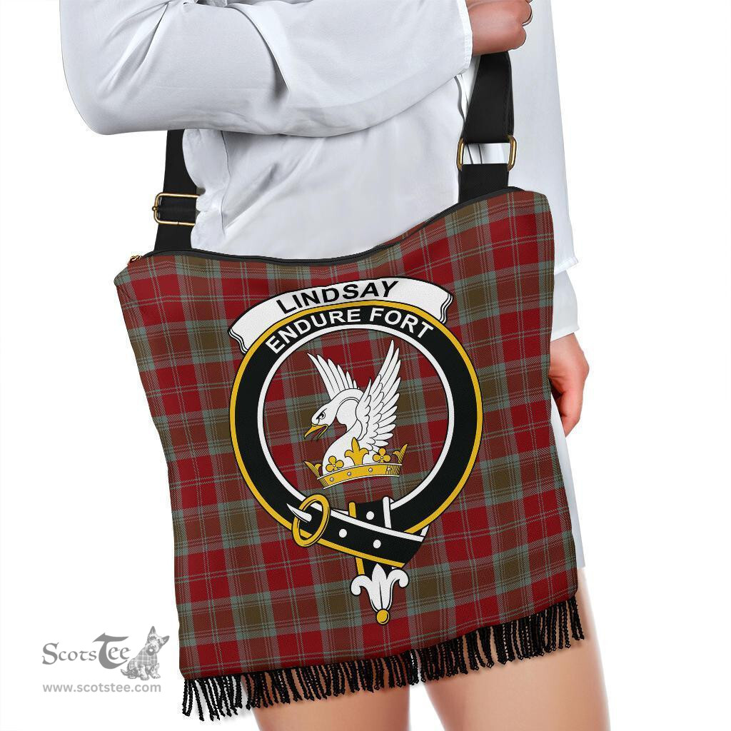 ScotsTee Shop Scottish Lindsay Weathered Clan Crest Tartan Boho Bag, Tartan Crossbody Handbag