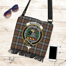 ScotsTee Shop Scottish MacLaren Weathered Clan Crest Tartan Boho Bag, Tartan Crossbody Handbag