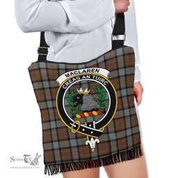 ScotsTee Shop Scottish MacLaren Weathered Clan Crest Tartan Boho Bag, Tartan Crossbody Handbag