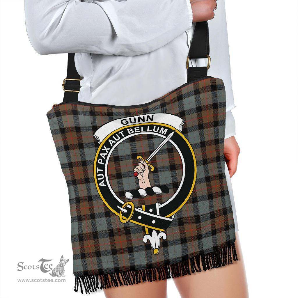 ScotsTee Shop Scottish Gunn Weathered Clan Crest Tartan Boho Bag, Tartan Crossbody Handbag