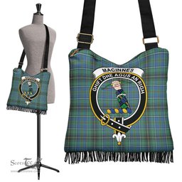 ScotsTee Shop Scottish MacInnes Ancient Clan Crest Tartan Boho Bag, Tartan Crossbody Handbag