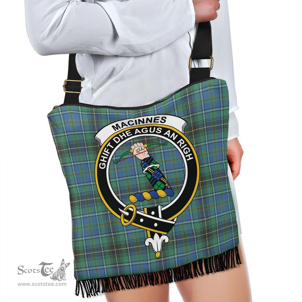 ScotsTee Shop Scottish MacInnes Ancient Clan Crest Tartan Boho Bag, Tartan Crossbody Handbag