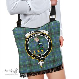 ScotsTee Shop Scottish MacInnes Ancient Clan Crest Tartan Boho Bag, Tartan Crossbody Handbag