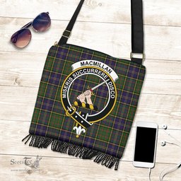 ScotsTee Shop Scottish MacMillan Hunting Modern Clan Crest Tartan Boho Bag, Tartan Crossbody Handbag
