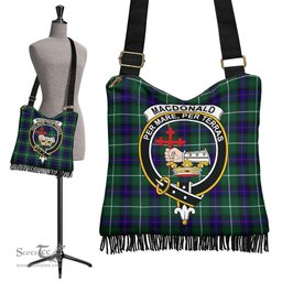 ScotsTee Shop Scottish MacDonald of the Isles Hunting Modern Clan Crest Tartan Boho Bag, Tartan Crossbody Handbag