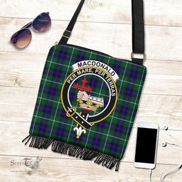ScotsTee Shop Scottish MacDonald of the Isles Hunting Modern Clan Crest Tartan Boho Bag, Tartan Crossbody Handbag