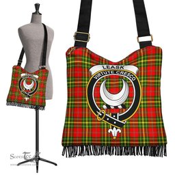 ScotsTee Shop Scottish Leask Clan Crest Tartan Boho Bag, Tartan Crossbody Handbag