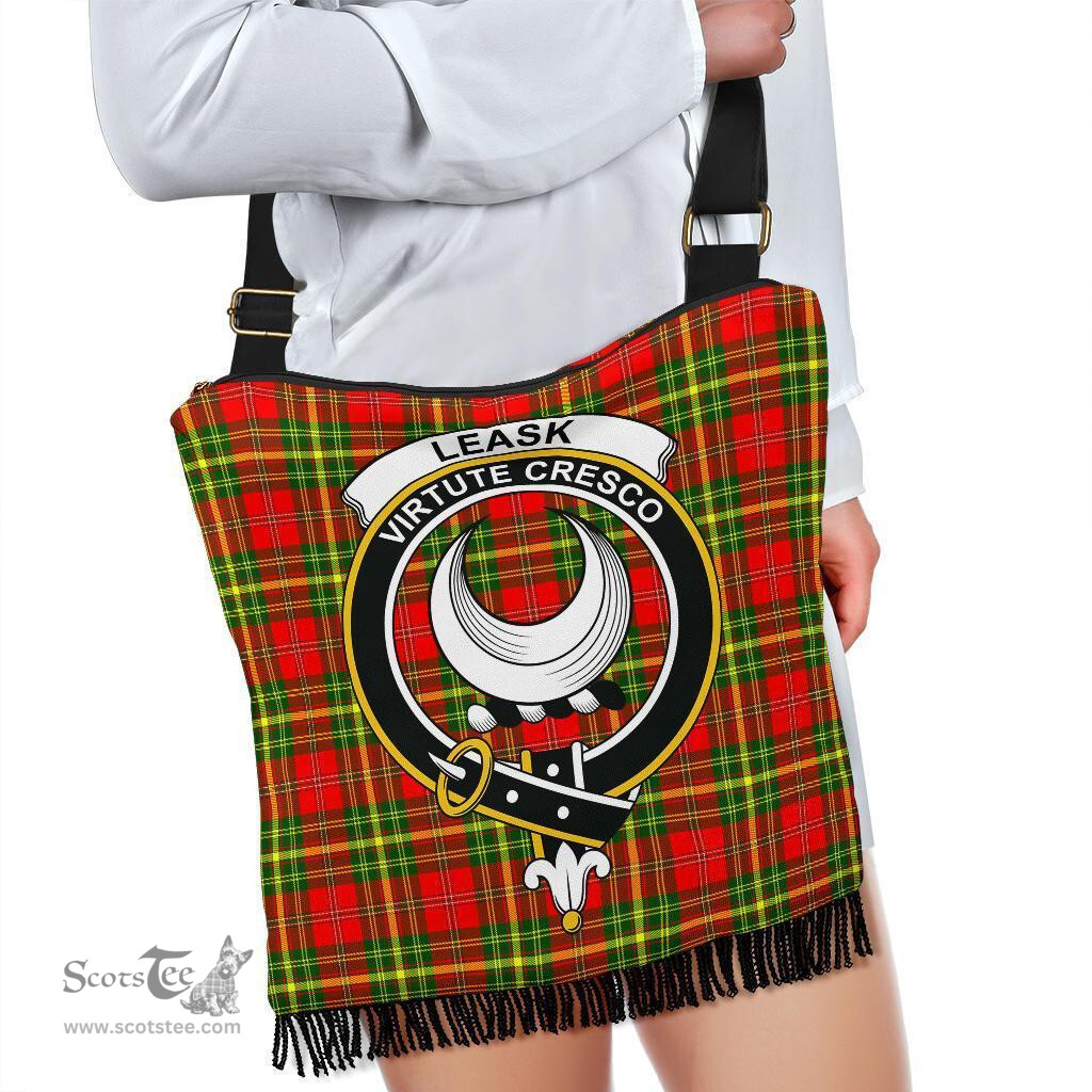 ScotsTee Shop Scottish Leask Clan Crest Tartan Boho Bag, Tartan Crossbody Handbag