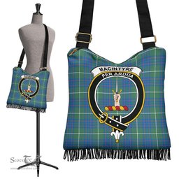 ScotsTee Shop Scottish MacIntyre Hunting Ancient Clan Crest Tartan Boho Bag, Tartan Crossbody Handbag