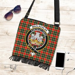 ScotsTee Shop Scottish MacLachlan Hunting Modern Clan Crest Tartan Boho Bag, Tartan Crossbody Handbag