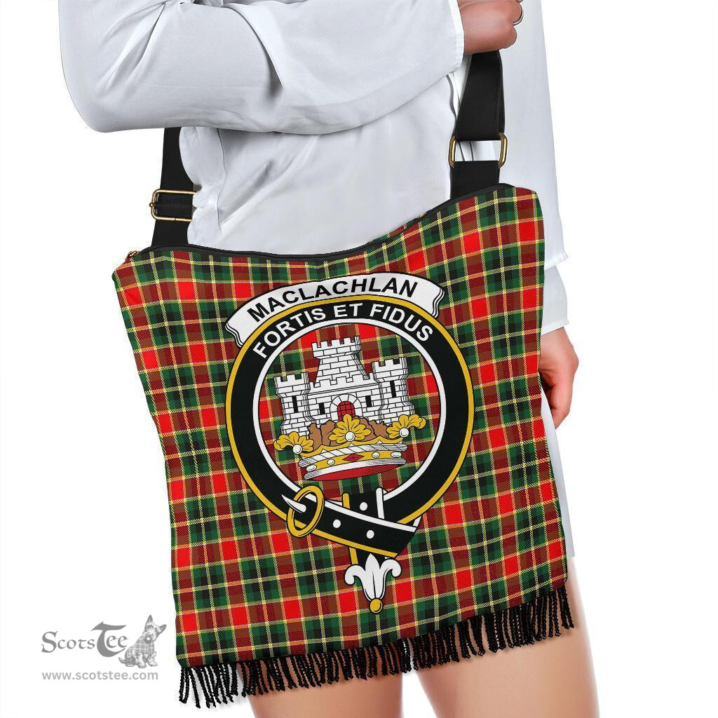 ScotsTee Shop Scottish MacLachlan Hunting Modern Clan Crest Tartan Boho Bag, Tartan Crossbody Handbag