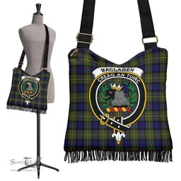 ScotsTee Shop Scottish MacLaren Modern Clan Crest Tartan Boho Bag, Tartan Crossbody Handbag