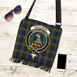 ScotsTee Shop Scottish MacLaren Modern Clan Crest Tartan Boho Bag, Tartan Crossbody Handbag