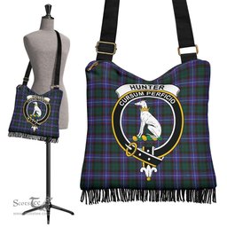 ScotsTee Shop Scottish Hunter Modern Clan Crest Tartan Boho Bag, Tartan Crossbody Handbag