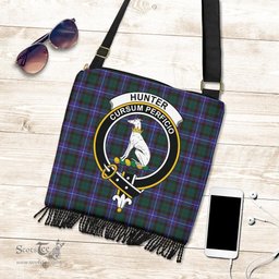 ScotsTee Shop Scottish Hunter Modern Clan Crest Tartan Boho Bag, Tartan Crossbody Handbag