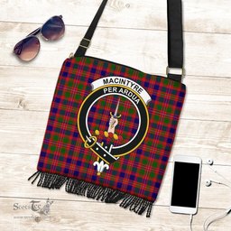 ScotsTee Shop Scottish MacIntyre Modern Clan Crest Tartan Boho Bag, Tartan Crossbody Handbag