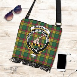 ScotsTee Shop Scottish MacMillan Old Ancient Clan Crest Tartan Boho Bag, Tartan Crossbody Handbag
