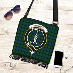 ScotsTee Shop Scottish MacKay Modern Clan Crest Tartan Boho Bag, Tartan Crossbody Handbag