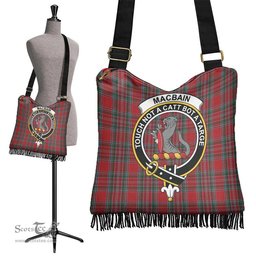 ScotsTee Shop Scottish MacBain 02 Clan Crest Tartan Boho Bag, Tartan Crossbody Handbag