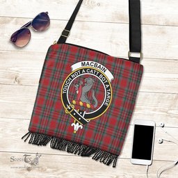 ScotsTee Shop Scottish MacBain 02 Clan Crest Tartan Boho Bag, Tartan Crossbody Handbag