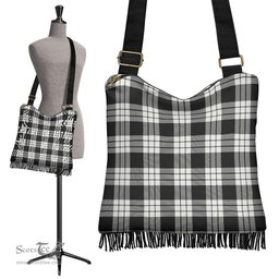 ScotsTee Shop Scottish MacFarlane Black & White Ancient Clan Tartan Boho Bag, Tartan Crossbody Handbag