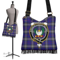 ScotsTee Shop Scottish Kinnaird Clan Crest Tartan Boho Bag, Tartan Crossbody Handbag