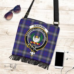 ScotsTee Shop Scottish Kinnaird Clan Crest Tartan Boho Bag, Tartan Crossbody Handbag
