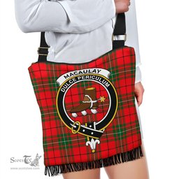 ScotsTee Shop Scottish MacAulay Modern Clan Crest Tartan Boho Bag, Tartan Crossbody Handbag