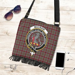 ScotsTee Shop Scottish MacBain Chief Clan Crest Tartan Boho Bag, Tartan Crossbody Handbag