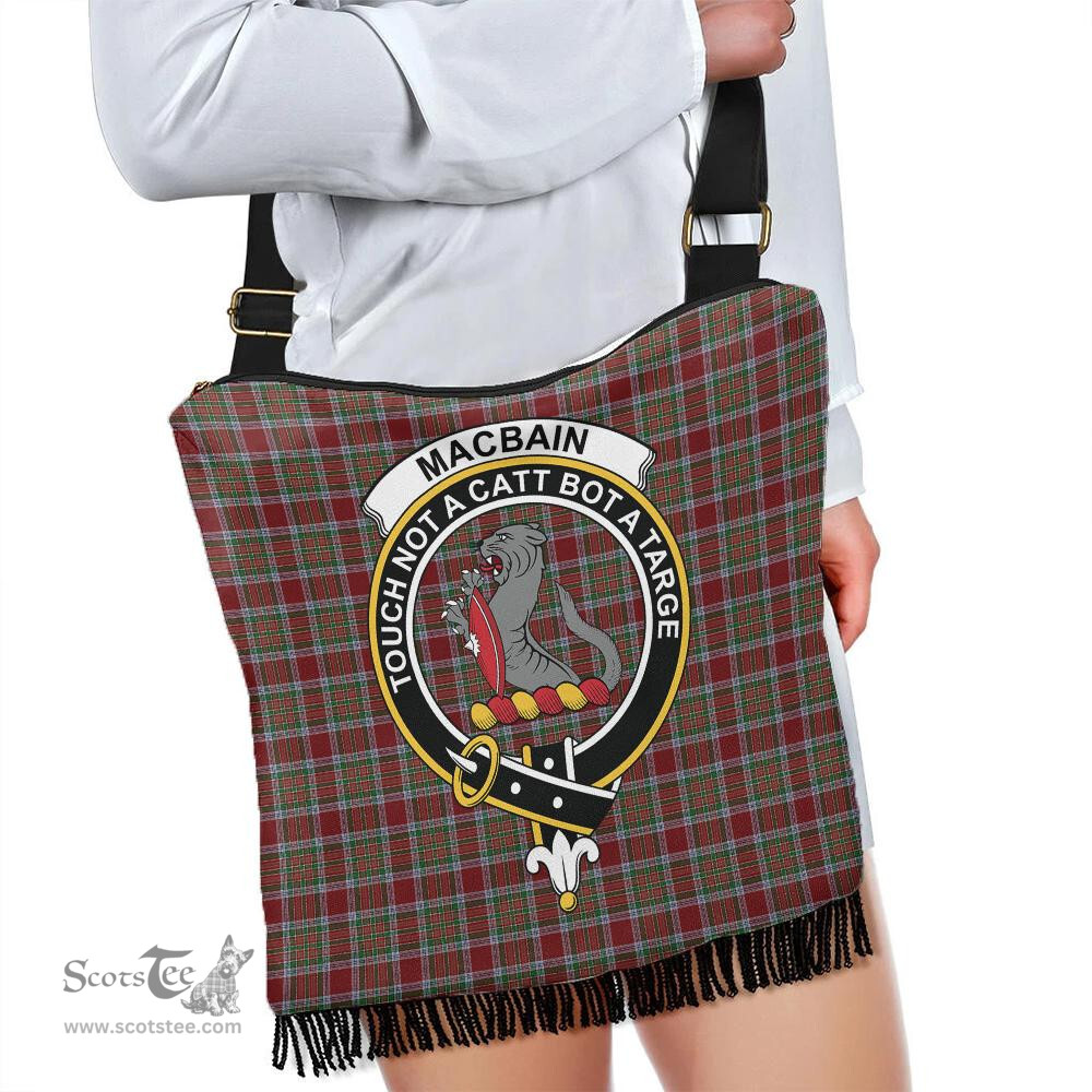ScotsTee Shop Scottish MacBain Chief Clan Crest Tartan Boho Bag, Tartan Crossbody Handbag