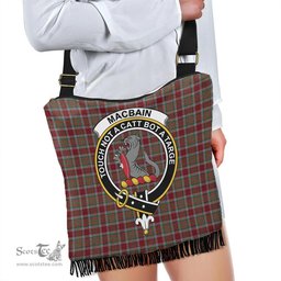 ScotsTee Shop Scottish MacBain Chief Clan Crest Tartan Boho Bag, Tartan Crossbody Handbag