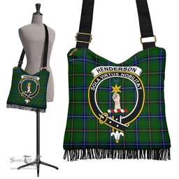 ScotsTee Shop Scottish Henderson Modern Clan Crest Tartan Boho Bag, Tartan Crossbody Handbag