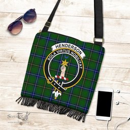 ScotsTee Shop Scottish Henderson Modern Clan Crest Tartan Boho Bag, Tartan Crossbody Handbag