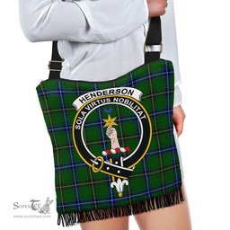 ScotsTee Shop Scottish Henderson Modern Clan Crest Tartan Boho Bag, Tartan Crossbody Handbag