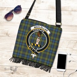 ScotsTee Shop Scottish MacLellan Ancient Clan Crest Tartan Boho Bag, Tartan Crossbody Handbag