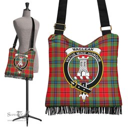 ScotsTee Shop Scottish MacLean of Duart Modern Clan Crest Tartan Boho Bag, Tartan Crossbody Handbag