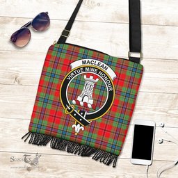 ScotsTee Shop Scottish MacLean of Duart Modern Clan Crest Tartan Boho Bag, Tartan Crossbody Handbag